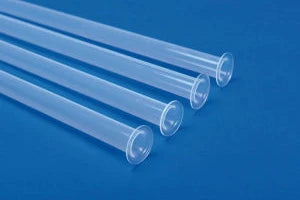 Flare-end PTFE, ID: 0.035", L: 50mm, WT: 0.015", Flare L: 1mm, Flare Angle: 60, Max Flare OD: 0.11"